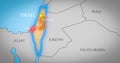 Map of Israel, Palestine and Gaza Strip.Conflict between Israel and Hamas in the Gaza Strip