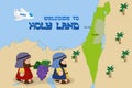 Map of Israel with two spies, Welcome to Holy Land