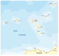 Map of the Italian island group Aeolian Islands in the Tyrrhenian Sea Royalty Free Stock Photo