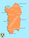 Map of Italian isle of Sardinia