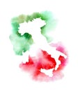 Map of Italy. Abstract flag.