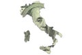 map of italy on a american dollar money texture on the white background. finance concept Royalty Free Stock Photo