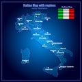 Map of Italy. Bright illustration with colorful italian map. Italy map with Italian regions.