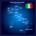 Map of Italy. Bright illustration with colorful italian map. Italy map with Italian regions.