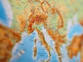 Map of Italy in the center of Europe