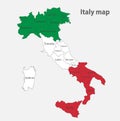 Map of the Italy in the colors of the flag with administrative divisions Royalty Free Stock Photo