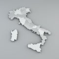 Map of Italy in 3d, division in regions and autonomous provinces