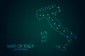 Map of Italy - With glowing point and lines scales on the dark gradient background, 3D mesh polygonal network connections Royalty Free Stock Photo