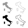 Map of Italy icon set grey black color