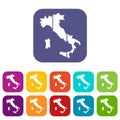 Map of Italy icons set