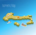 Map Italy isometric concept.