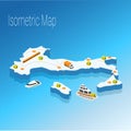 Map Italy isometric concept.