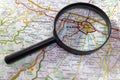 Map of Italy with magnifying glass focussing on Parma Royalty Free Stock Photo