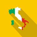Map of Italy in national flag colors icon Royalty Free Stock Photo