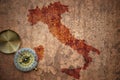 Map of italy on a old vintage crack paper Royalty Free Stock Photo