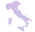 Map of Italy in pentagons, color, isolated.