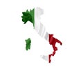 Map of Italy with waving flag isolated on white Royalty Free Stock Photo