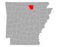 Map of Izard in Arkansas Royalty Free Stock Photo