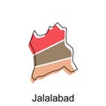 Map Of Jalalabad City Modern Simple Geometric, illustration vector design template
