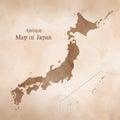 Map of Japan, Antique watercolor texture