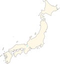 Map of Japan with black contour lines