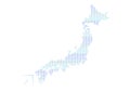 Map of Japan. Blue gradient dot pattern on white background. Vector illustration
