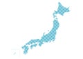 Map of Japan. Blue snow pattern on white background. Vector illustration.