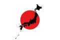 Map of Japan on a flag background Royalty Free Stock Photo