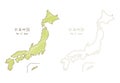 Map of Japan, hand-drawn sketch blank map Royalty Free Stock Photo