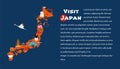 Map of Japan horizontal article layout vector illustration Royalty Free Stock Photo