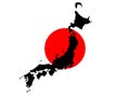 Map of Japan and Japanese flag Royalty Free Stock Photo