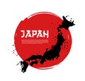 Map of Japan and Japanese flag Royalty Free Stock Photo