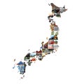 Map of Japan with japanese photos Royalty Free Stock Photo