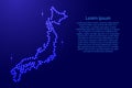 Map Japan from luminous blue star space points on the contour for banner, poster, greeting card, of vector illustration. Royalty Free Stock Photo