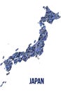 The map of the Japan made of pictograms of people or stickman figures. The concept of population, sociocultural system