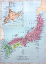 Map of Japan in the old book The Encyclopaedia Britannica, vol. 8, by C. Blake, 1880, Edinburgh Royalty Free Stock Photo