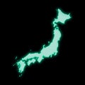 Map of Japan, old green computer terminal screen Royalty Free Stock Photo