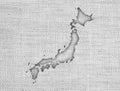 Map of Japan on old linen Royalty Free Stock Photo