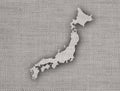 Map of Japan on old linen Royalty Free Stock Photo