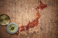 Map of japan on a old vintage crack paper Royalty Free Stock Photo