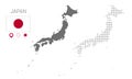 Map of Japan silhouette, Japan map dotted, Flag of Japan