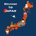 Map of Japan vector illustration, design