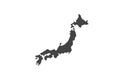 Map of Japan on white background. Grey map of Japan