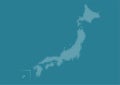 Map of Japan. White gradient dot pattern on blue background. Vector illustration.