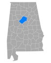 Map of Jefferson in Alabama