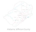 Map of Jefferson county in Alabama