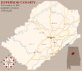 Map of Jefferson County in Alabama