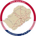 Map of Jefferson county in Alabama, USA.