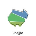 Map of Jhajjar vector template with outline, graphic sketch style isolated on white background Royalty Free Stock Photo