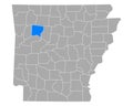 Map of Johnson in Arkansas